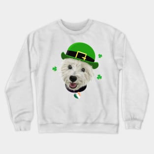 Westie Dog Saint Patrick's Day Irish Flag And Shamrocks Crewneck Sweatshirt